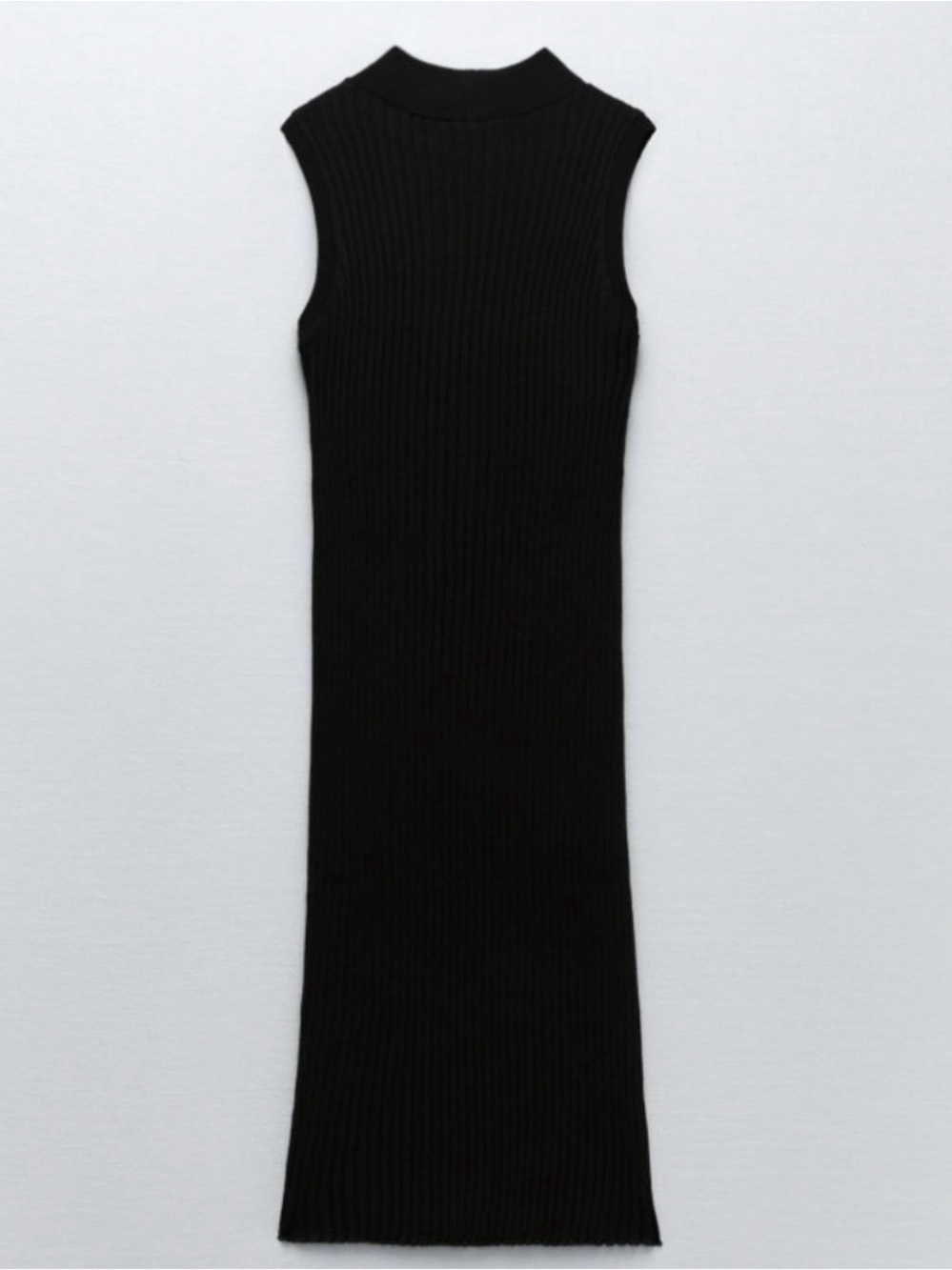 Zara black ribbed-knit sleeveless midi dress